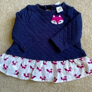 Gymboree Baby Girl Quilted Peplum Top with Fox Appliqué - size 6-12 months